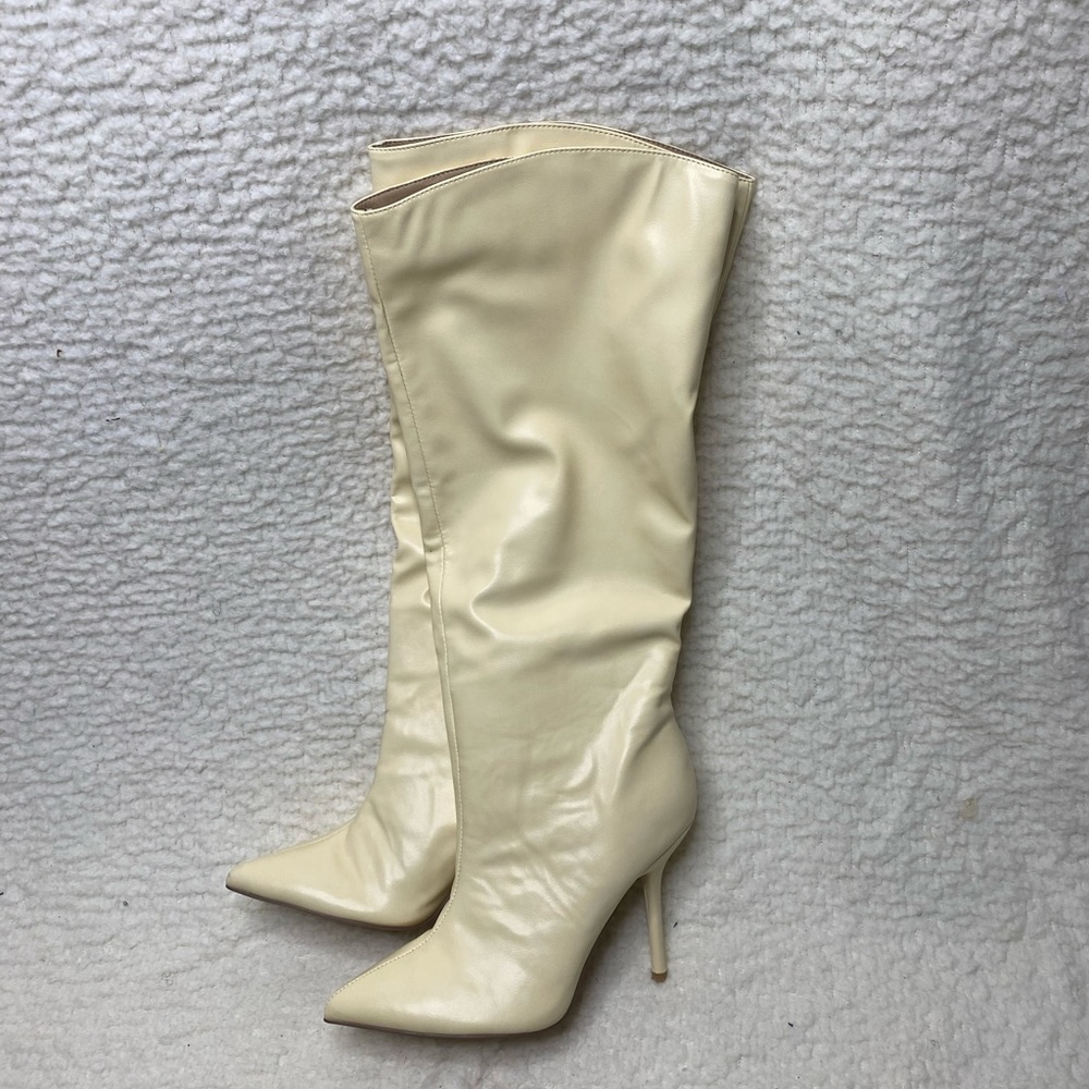 Faux leather calf boots